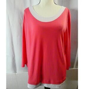 Susan Graver Style Women's Large Shirt Scoop Neck Stretchy Relaxed Fit